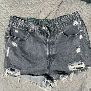 Black Distressed Denim Shorts